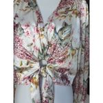 Bebe Printed Floral Chintz Yoryu Long Sleeve Self Tie Blouse Size 8 NWT Photo 1