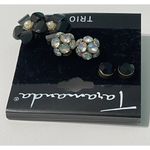 Taramanda Trio Earring Set CZ Ball‎ Studs Flowers Black Photo 4
