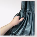 Fate Black Faux Leather‎ Ruffled Tiered Mini Dress Size S Moto Boho Goth Photo 4