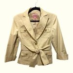 Bandolino Cream Tan Belted 3/4 Sleeves Academia Blazer Jacket Sz 6 Women Photo 6