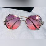 Rhinestone Pink Tint Lens Sunglasses with Case Photo 5