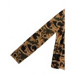 ZARA  Trafaluc Women's Mock Turtleneck Shirt Medium Black Gold Tan Baroque Damask Photo 4