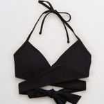 Aerie Wrap Halter Bikini Top Black Small Photo 0