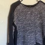 J.Crew  Navy Blue Color-block Wool Blend Long Sleeve Crop Short Top Sweater Small Photo 1