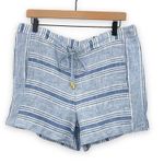 Helen Jon shorts women's large 100% linen blue white nautical stripe coastal NEW Photo 0