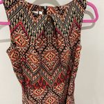 Signature Darby Women Sleeveless Fit & Flare Belted Dress Size 6P Multicolor Art Black Photo 2