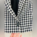 ZARA  BLACK SINGLE BREASTED LAPEL COLLAR GINGHAM CROPPED BLAZER SIZE Med Photo 3