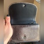 Coach RARE🔥Authentic  1941 SIlver/light gold leather Snap Flap trifold wallet Photo 14