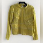 Anthropologie James Coviello  Crochet Lace‎ Yellow Long Sleeve Top Size S Photo 5