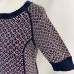 Juicy Couture Geo Knit Dress Front Slits Short Sleeve Mini Navy Pink Size Medium Photo 7