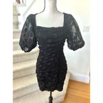 LPA  Revolve Filomena Black Heart Ruched Puff Sleeve Mini Dress Photo 1