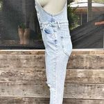 No Boundaries Vintage  Y2K Stretch Denim Distressed Button Up Bib Overalls~S~ Photo 1