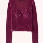 Abercrombie & Fitch NWT Velvet Long Sleeve Top in Burgundy Photo 0
