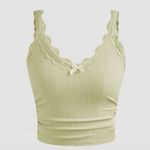 Cider NWT  Olive Lace Trim Ribbed Top Photo 1