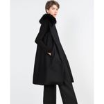 ZARA Woman Luxe Sleeveless Coat Faux Fur Removable Collar Black Small NWOT Photo 8