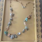 Bohemian Style Silver Tone & Turquoise Beaded Statement Necklace, 34 inches Photo 0