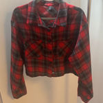 SheIn  Red and Black Plaid Cropped Shirt Photo 0