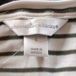 Christopher & Banks  Taupe Cream Striped Top Knot Front Floral Sequins NWT Small‎ Photo 7