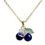 Blueberry Floral Necklace Gold Photo 0