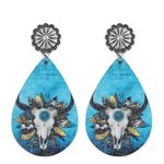Handmade Wooden double‎ sided western style retro bullhead waterdrop dangle earrings Photo 10