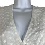 idem Ditto  White Eyelet Floral Crop Top Small Peplum Ruffle Sleeve Plunge Neck Photo 2