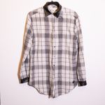 Pierre Balmain Women's Wool Blend Leather Trim Button Front Collared Shirt Gray Photo 0