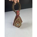 FORTUNE COOKIE Wristlet Purse Red Gold Embellished Beaded Rhinestones Photo 3