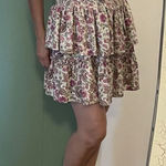 Patrons of Peace Boho Floral Tiered Mini Dress Smocked Waist Ruffle Hem Photo 0