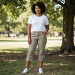 Eddie Bauer Women Light Brown Cargo Pants Size 16 Hiking Athletic Shorts Cotton Photo 10