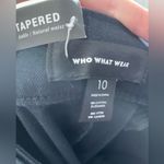 Who What Wear  NWT Black Tie Waist Tapered Dress Pants 10 Button Hem Photo 3