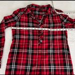 Forever 21  red and black plaid button cotton shirt ruffle S Photo 9