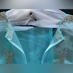 MAY QUEEN WOMEN’S BEADED BATEAU SWEETHEART LONG PROM DRESS AQUA MQ1293 Sz 8 NWT Blue Photo 10