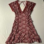 Free People  NWT Sweet Talker Floral Mini Dress S Wine Maroon Open Back Romantic Photo 7