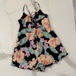 Forever 21  Floral Spaghetti Strap Lace Up Back Romper Women’s Small Black/Blue Photo 6