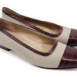 Salvatore Ferragamo  Tan‎ Beige & Brown Croc Cap Toe Flats 8.5 AAAA (Narrow) Photo 0
