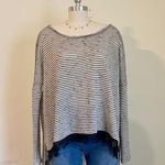 Sage Striped Knitted Fringe Top  Photo 0