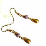 Artisan Brass & Lavender Glass Drop Earrings Photo 7