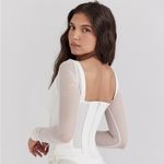 House Of CB HOUSE OF‎ CB Araminta corset mesh top NWOT size L  white Photo 1
