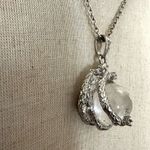 clear crystal ball dragon claw pendant necklace Silver Photo 2