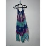 Tie Die Halter Dress Blue Green Pile Stretch Y2K Fairy Hippie Dress One Size Size M Photo 1