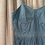 Mossimo Chambray Denim Spaghetti Strap Fit & Flare Circle Print Dress Medium Blue Photo 5