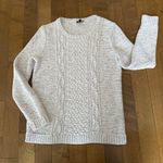 Talbots Cable Knit sweater cream with flecks in shades of pink size medium Photo 2