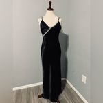 ZARA Bloggers Fav Black Satin Effect Rhinestone V-Neck Midi ChristmasDress Sz M Photo 10