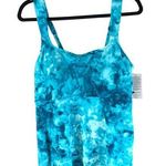 Lands' End Womens Flutter Tankini Top Turquoise Teal Tie Dye XS Photo 0