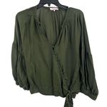 Parker Green Solid Villa Long Sleeve Blouse Small New Photo 0