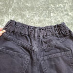 Topshop  Paperbag Black High Waist Denim Shorts Photo 5