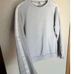 Love Your Melon  Taped Crew Sweatshirt Large Fleece Grey White Photo 2