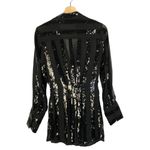 ZARA  Black Draped Sequin Wrap Long Sleeve Blouse S Photo 2