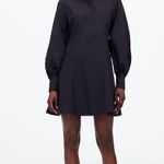 Madewell  Seamed Long Sleeve Mini Shirtdress Poplin Black Minimalist US 8 NWT Photo 1