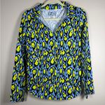 IBKUL GEMMA Periwinkle Multi Leopard Long Sleeve Mock Golf Shirt Size Large Green Photo 10